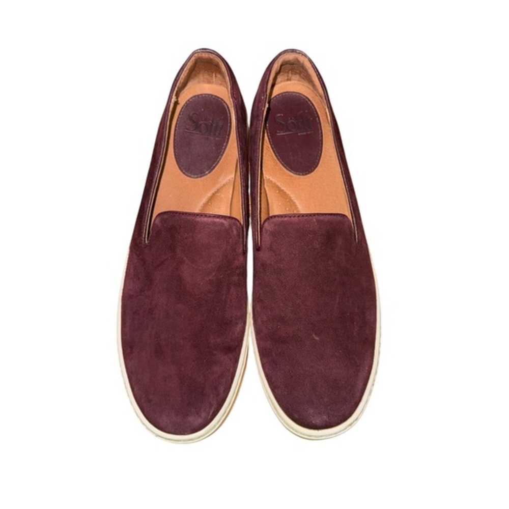 Sofft Slip-On Sneakers Womens 9M Pre-Owned Burgundy Suede SF0021400 Comfort Shoe